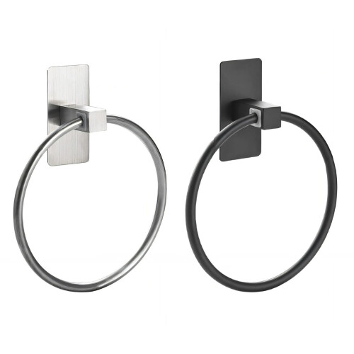 Space Efficient Adhesive Towel Rings Stainless Steel-Silver 1