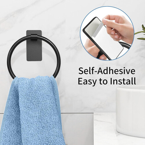 Strong Adhesive Towel Rings for Bathroom Wall Mounting-Silver 2