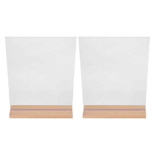 4Ensembles Porte-Menus Transparent Double Face Base En Bois 2