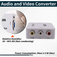 AV (RCA) to VGA Audio Video Converter,Support Resolution 1080P /720P,With 3.5 mm AUDIO Audio Input Port,for STB TV PC