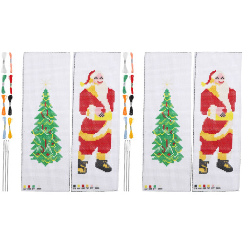 4Sets DIY Cross Stitch Bookmark Materials Kit Assorted Color Polyester 2