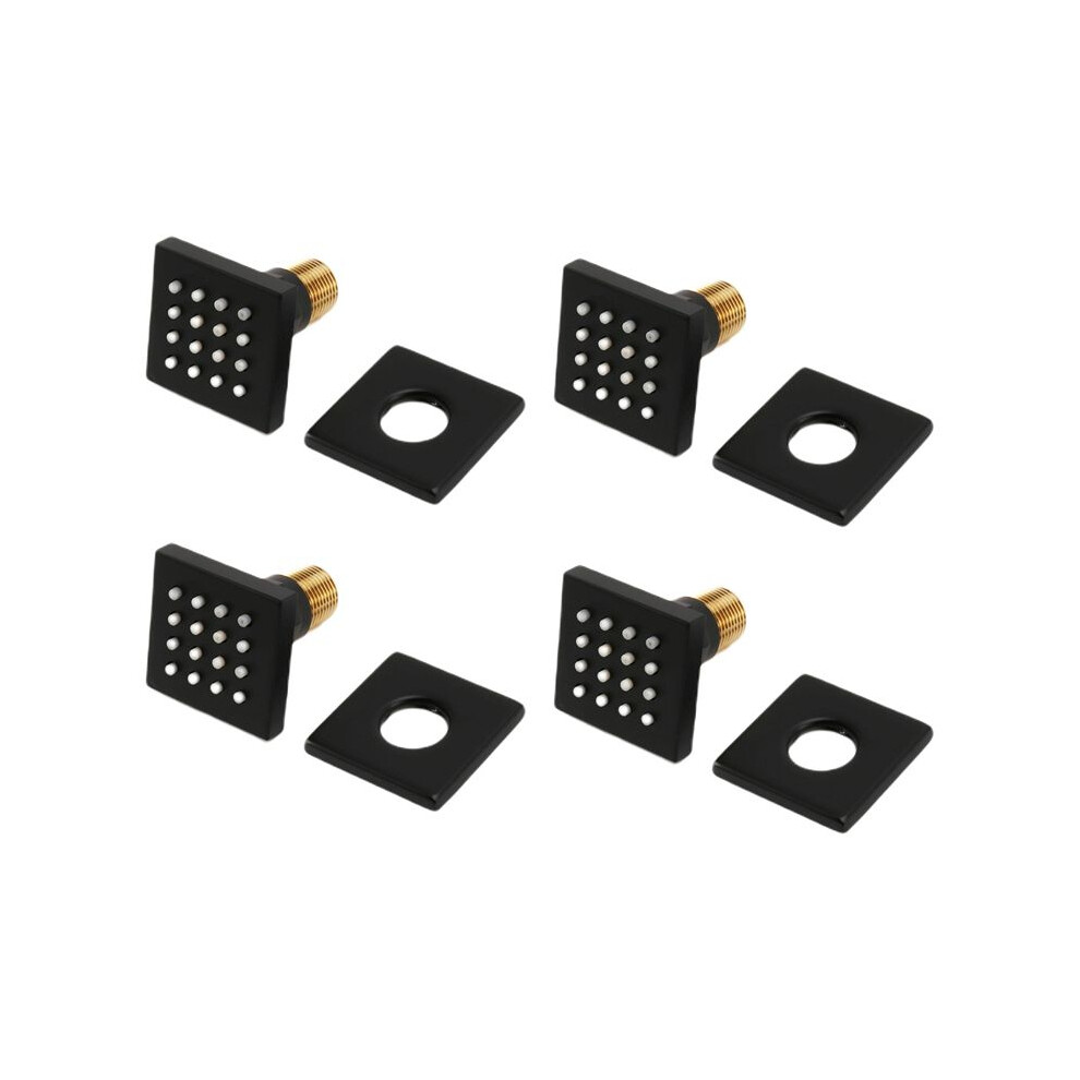 4X Shower Spa Brass Square Massage Body Jets Spray Body Shower Brushed Nickel Matte Black 4711528128553