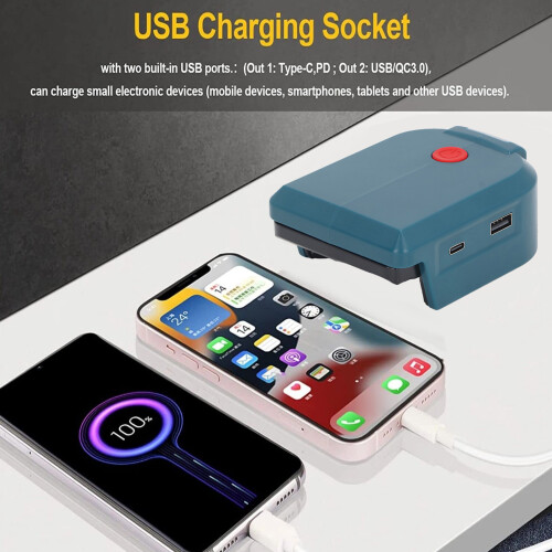 14,4-18V vers USB-C PD 18W BL1830-BL1860B Blanc 2