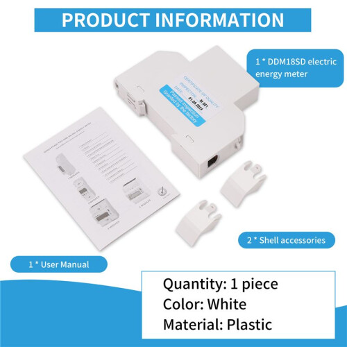 5-100A 220V  Meter Single Phase RS485 MODBUS Protocol LCD Backlit Display Din Rail Watt Meter  Meter 1