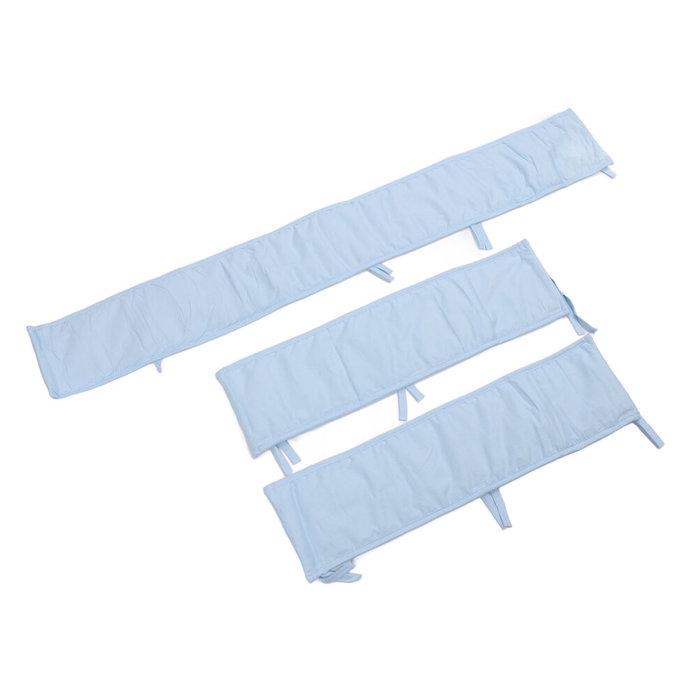 3Pcs Cotton Crib Bumper Guard Soft Washable Safe Teething Blue
