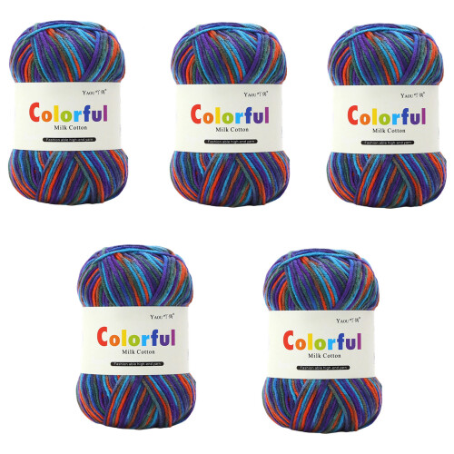 5Rolls Colored Acrylic Yarn Anti Pilling Dyed Milk-Section 8