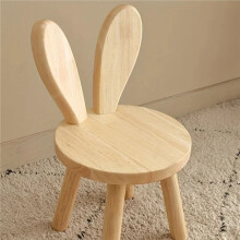 2X Small Board Stool, Cute Rabbit Ears Solid Wood Small Stool, Decorative Stool Children Chair