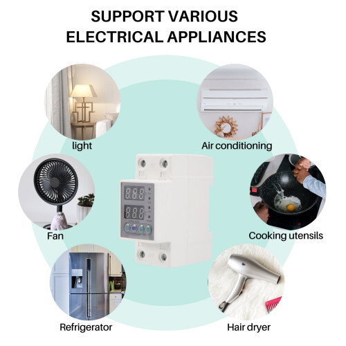 Din Rail Dual Display Adjustable over Voltage Current and Under Voltage Protective Device Protector Relay 40A 220V 230V 2