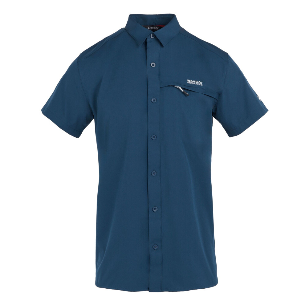 Regatta Men's Packaway Short-Sleeved Travel Shirt - Moonlight Denim - S - Moonlight Denim - 96% Recycled Polyester/4% Elastane - Image 2