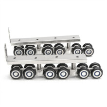 2pcs Door Wheels Roller 12 Wheels Hangers Roller Furniture Cold Rolled Steel Sliding Door Closet Hardware Mute Kit