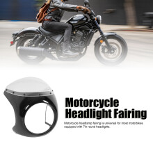 Smooth 7in Motorcycle Headlight Fairing Black