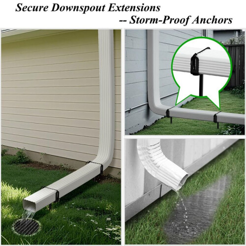Downspout Bracket,Heavy Duty Size-Adjustable Storm-Proof Downpipe Bracket,Easy Install,for Lawn,Yard & Industrial Use 2