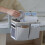 Multiple Pocket Bedside Organizers Cotton Fabric Basket-White 3