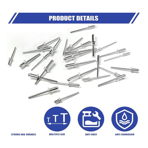 1200 Peças Kit de Sortimento de Rebites  de 14 Tamanhos Rebites de Alumínio (3/32 Polegadas 1/8 Polegadas 5/32 Polegadas 3/16 Polegadas), Rebites 2
