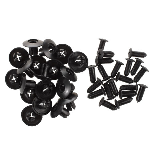 45 Pcs Push in Expanding Screw Panel Clips Plastic Rivet Black 8Mm Hole & 32Mm Long 2