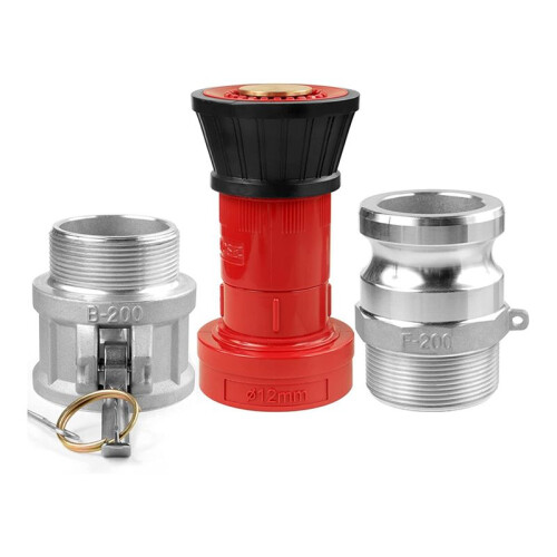 2X Bocal de Mangueira de Incêndio, 2 Polegadas NPSH HeavyDuty Industrial Fire Hose Constant Flow Fog Nozzle com 2 Peças 2 Polegadas Camlock Fitting 1