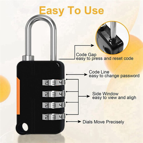 4PCS 4 Digit Number Combination Pad Lock Padlock Outdoor Waterproof Lock Suitcase Luggage Security Coded Lock 1
