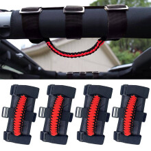 4 Stuks/Verpakking Rolbeugel Paracord Handgrepen Handgrepen voor   JK TJ JL CJ YJ 1985-2021 JT UTV ATV (Rood)
