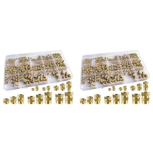 800Pcs Threaded Inserts,M2/M2.5/M3/M4/M5/M6 Thread Knurled Nuts Assortment Kit,Heat Set Insert for Plastic 3D Printing