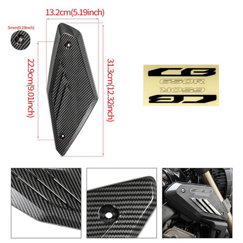 2X Carbon Fiber Motorcycle Frame Side Panel Guard Cover Shell Intake Pipe Protector for  CB650R 2019 2020 2021 2