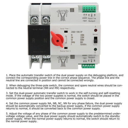 Transmission  220V ZGQ5-100 / 2P Automatic Transfer  with Double Power 2-Way Transmission  Controller 2