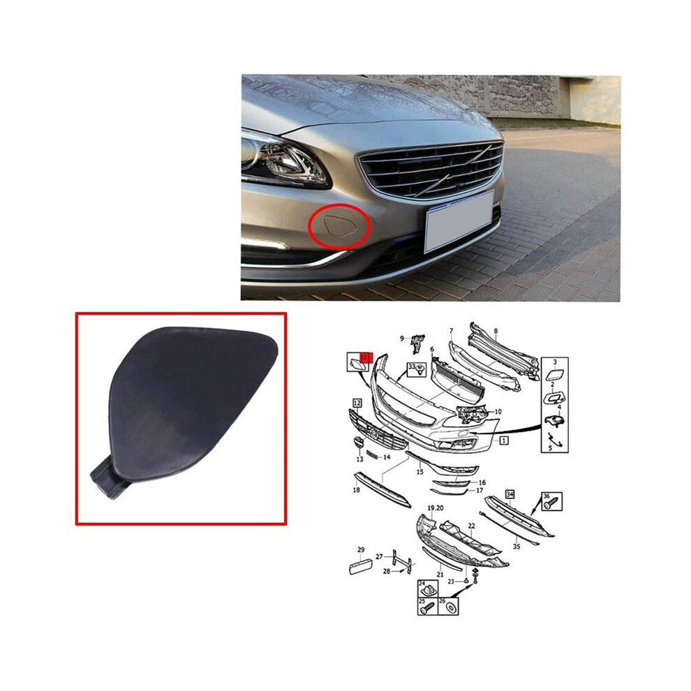 5X Front Bumper Towing Tow Eye Hook Cover Lid Cap Primed Unpainted For S60 2014 2015 2016 39820294 31323839 4713193383176
