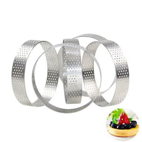 20X Circular Stainless Steel Tart Ring Tower Pie Cake Mould Baking Tools Perforated Cake Mousse Ring 1