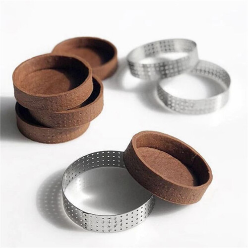 20X Circular Stainless Steel Tart Ring Tower Pie Cake Mould Baking Tools Perforated Cake Mousse Ring 2