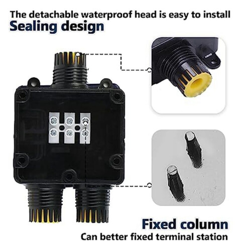 4Pcs Waterproof Junction Box 3 Way, IP68 External Waterproof Electrical Junction Box for Diameter 5mm -15mm Wire 1