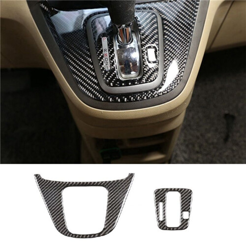 2X Car Gear Shift Panel Trim Frame Cover for  CRV 2007-2011 Carbon Fiber 2