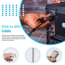 1,4M RS232 DB9 9-Pins Mannelijk Naar VGA Video 15-Pins Mannelijke Adapterkabel Lichtgrijs
