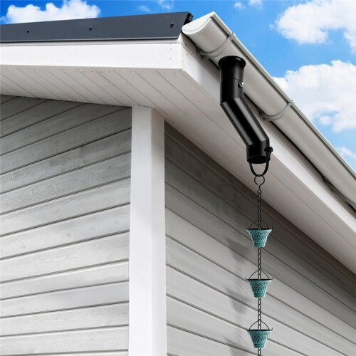 Rain Chain Gutter Adapter Black Installation Suit for Gutter Downspout Outlet 1