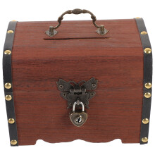 5Stk Holz Sparschatulle Mit Vintage-Look, Schloss, Für Schmuck & Geld