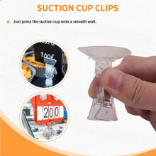 10Pcs Suction Cup Clips Transparent Sucker Clamp Bathroom Window Glass Suction Cup with Clip for Advertising Display