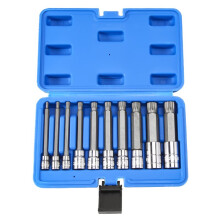 10-Delige 4-Inch Spline-Tip Bit-Dopsleutelset M-Type Universele Huls M4-M18 Drievoudige Vierkante Spline Bit-Dopsleutelset