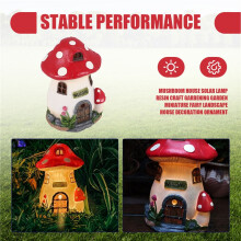 Mushroom House Solar Lamp Resin Gardening Garden Miniature Fairy Landscape House Decoration Ornament