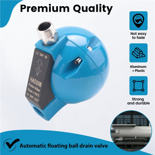 HAD20B Compressed Air Automatic Float Drain Valve 1/2Inch BSP 400L/M Condensate Water Machine 2
