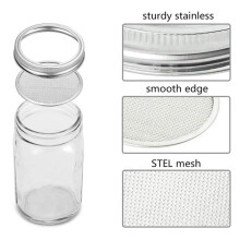 4 Pack Stainless Steel Sprouting Jar Lid for Wide and Wide Mouth Mason Jar for Growing Sprouts
