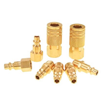 8 Pezzi Accoppiatore Aria e Kit Spina Raccordi Aria Connettore Rapido Raccordo Tubo Aria Industriale in Ottone da 1/4 di Pollice NPT per Utensile