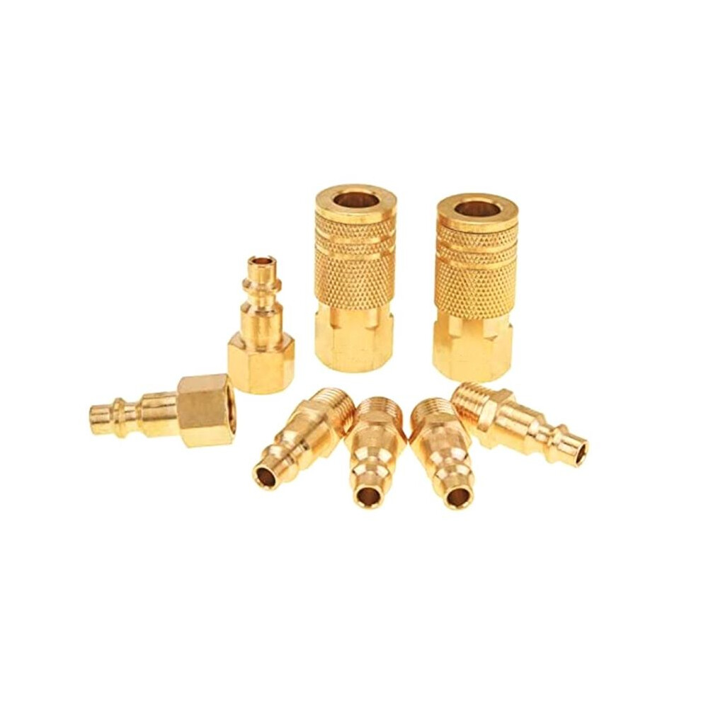 8-Piece Air Coupler And Plug Kit Quick Connector Air Fittings 1/4Inch Npt Industrial Brass Air Hose Fitting For Air Tool 4713965683305