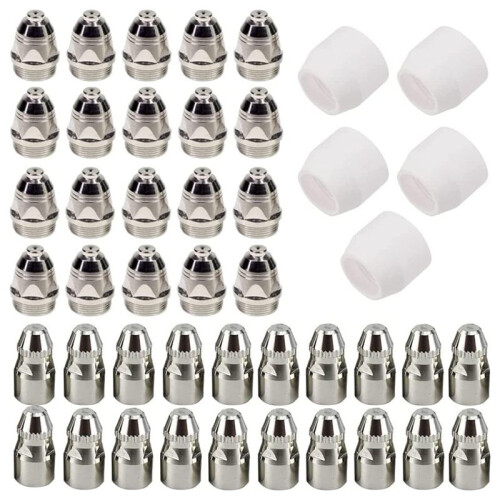 45Pcs P80 ÉLectrode Plasma Pointe Buse ÉLectrode de DéCoupe Plasma Buse Plasma Consommable Fit P-80 Plasma Torch