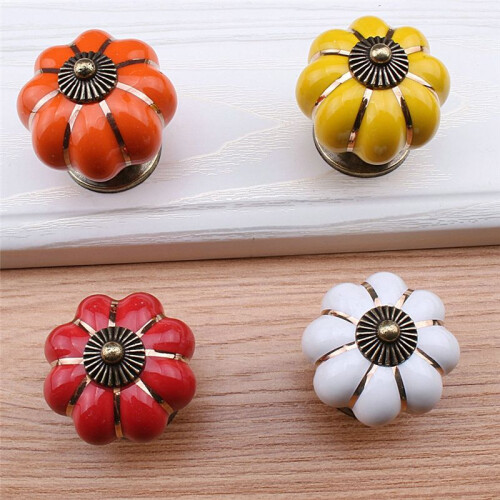 8pcs Pumpkin Ceramic Handles 38mm Drawer Knobs Cupboard Door Handles Single Hole Cabinet Handles 2