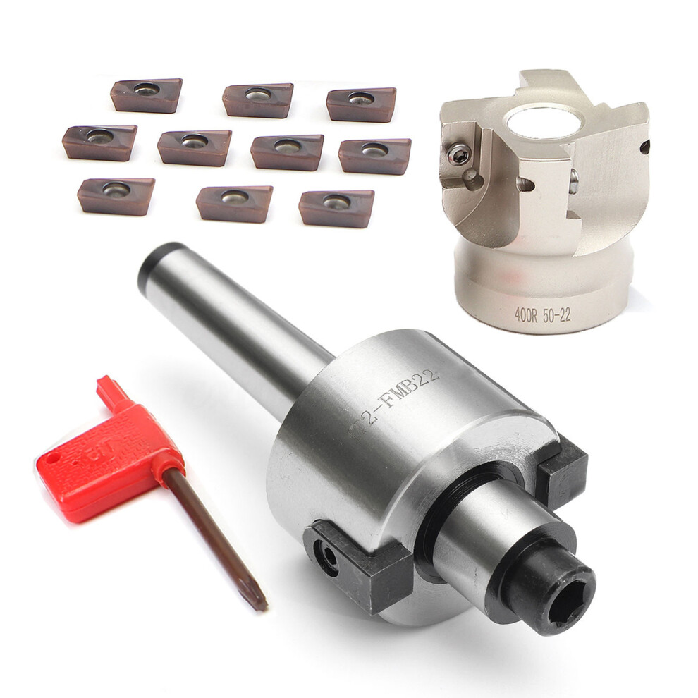 Mt2 M10&50Mm Face End Mill Cutter+10 Pcs Apmt1604 Carbide Insert Wrench Cnc 4713114399187