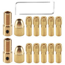 14 Kleiner Elektrischer Bohr Futter 0,5-3 Mm Elektrische MüHle Kupfer Futter Mikromoment Bohr Futter Satz (Sechskant SchlüSsel)