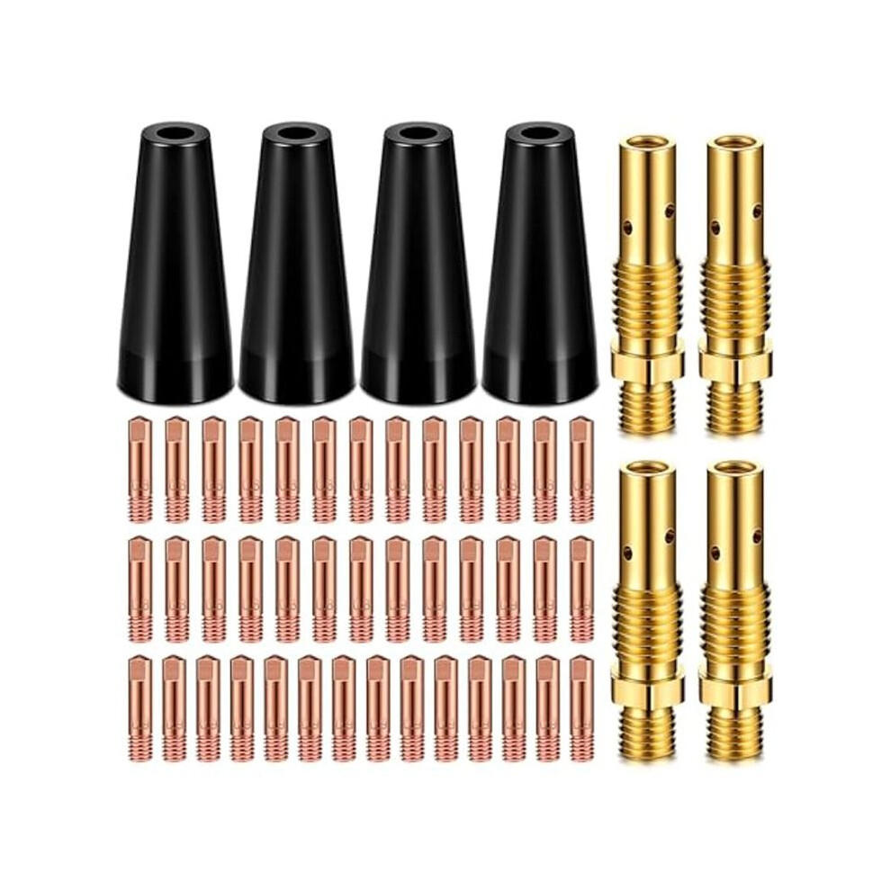 48Pcs Flux Core Gasless Nozzle Tips Kit Kp1939-1 Flux Core Mig Contact Tips Gasless Nozzle Gas Diffusers 6031002512417