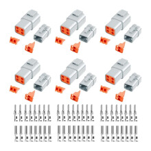 Kit de Connecteurs Deutsch DTP 72 Pièces, Connecteurs Automobiles Étanches à 4 Broches, 6 Jeux avec Jauge de Contacts Estampés de Taille 12