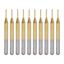 10PCS Titanium Coat Carbide End Mill Engraving Milling Cutter CNC Router Bits for PCB Machine, 1/8 Inch Shank 0.9Mm