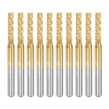 10PCS Titanium Coat Carbide End Mill Engraving Milling Cutter CNC Router Bits for PCB Machine, 1/8 Inch Shank 2.4Mm