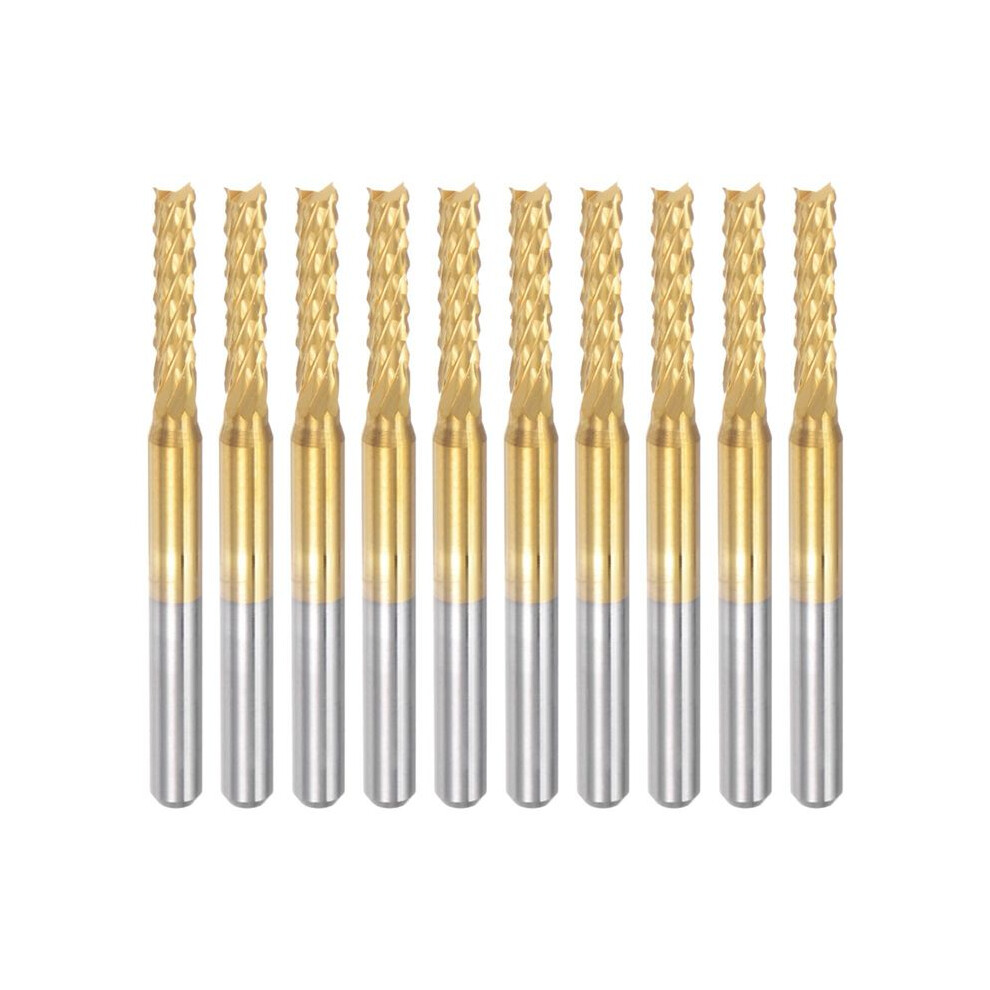 10Pcs Titanium Coat Carbide End Mill Engraving Milling Cutter Cnc Router Bits For Pcb Machine, 1/8 Inch Shank 2.4Mm 4712705787143