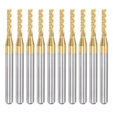 10 Pièces Fraise en Bout de Carbure de Revêtement de Titane Fraise de Gravure Fraises de Routeur CNC pour Machine à PCB, Tige de 1/8 Pouces 1.8Mm